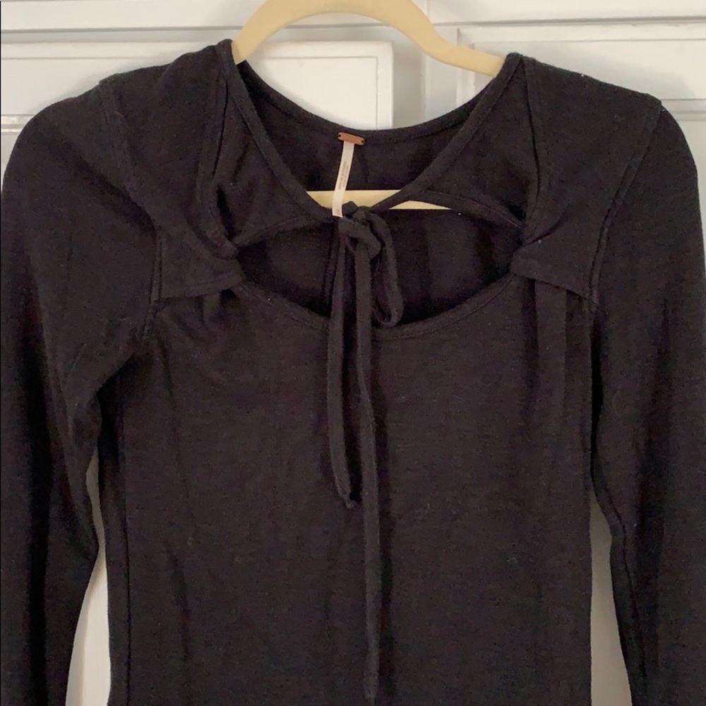 NWOT Free people scoop neck with tie long sleeve